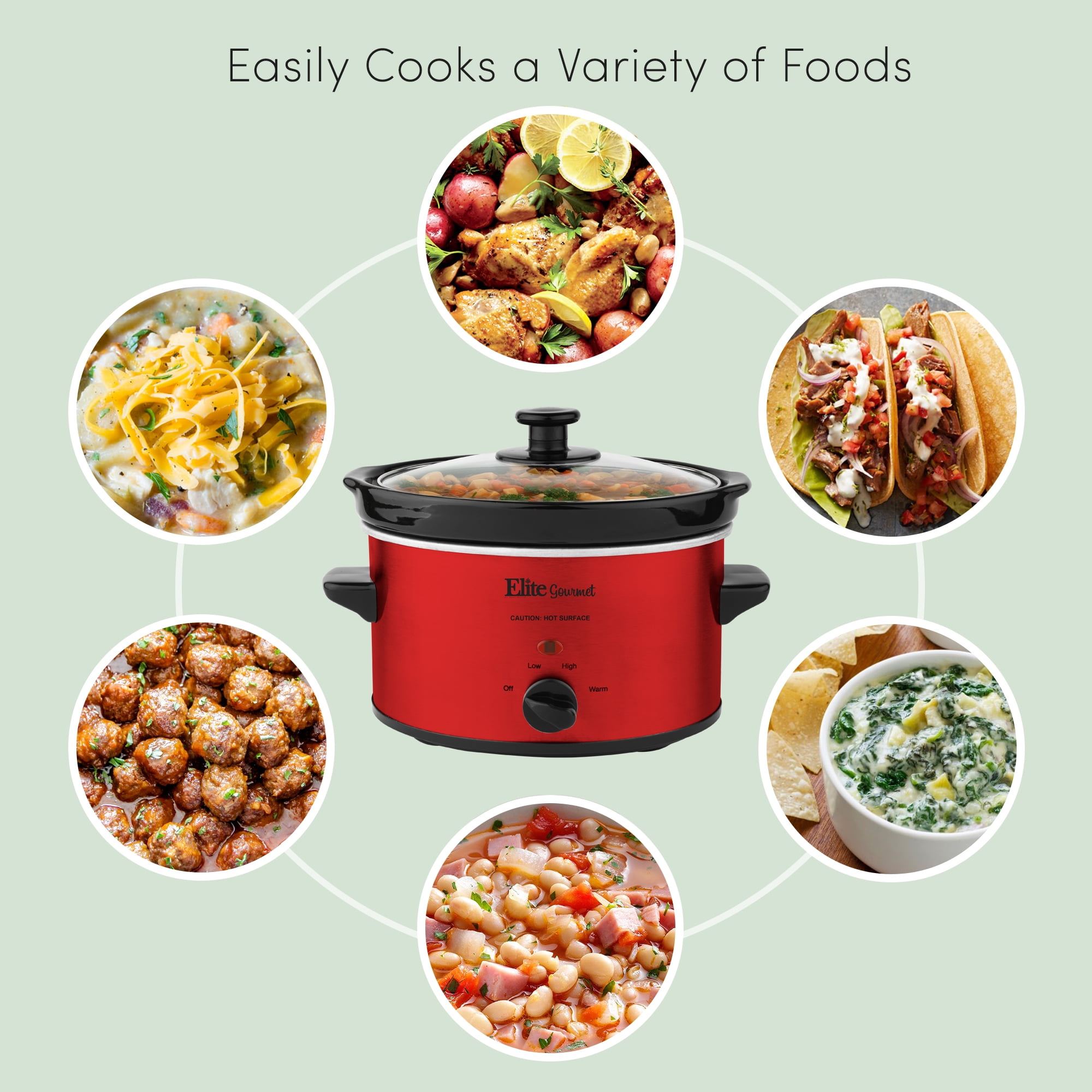 Elite Gourmet Casserole Slow Cooker with Locking Lid - Red, 3.5 qt - Ralphs