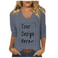 thumbnail image 4 of 3/4 Sleeve T Shirts for Women V Neck Fashion Solid Casual Womens Summer Tops Basic Tops Office Shirts, 4 of 6