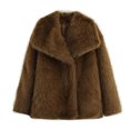 thumbnail image 5 of XPMWRP Women's Faux Fur Cardigan Long Sleeved Coat Lapel Solid Color Casual Jacket Daily Wear Suitable for Parties Attractive Stylish Outerwear Brown XXXL, 5 of 8
