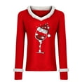 thumbnail image 2 of Otvok Tops for Womens Christmas Wine Glass Slim Velvet Stiching Print Shirts, 2 of 6