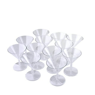 Martini Cocktail Glasses Set Clear Plastic Cup Black Paper Straws Party BBQ
