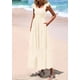 thumbnail image 3 of Vestido largo PRETTYGARDEN para mujer con cuello cuadrado y ojales, color beige, 3 of 9