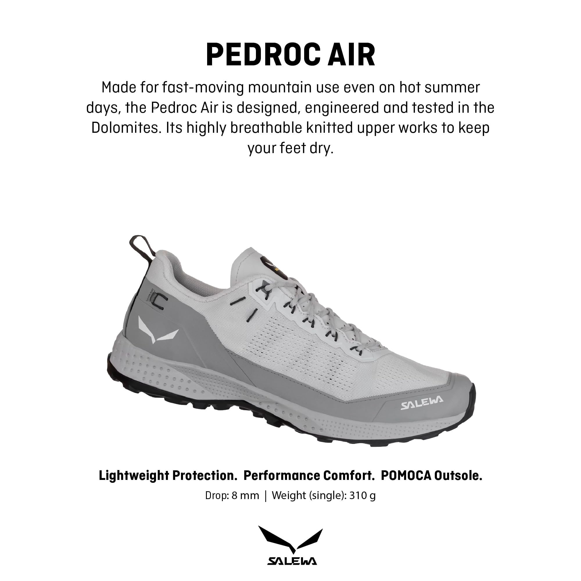 Salewa Men's Pedroc Air Lightweight Breathable Trekking & Hiking Shoe - Cold White/Light Grey - 8.5