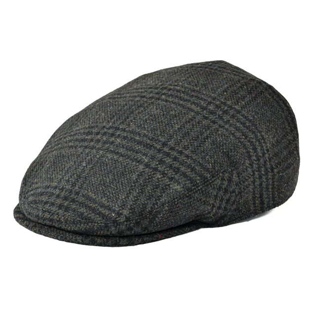 FEINION Autumn Men Cap Summer Hat Wool Blend Flat Caps Large Check Herrinbone Hats 721 green 60 cm