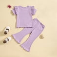 thumbnail image 4 of YUTK Girls Pullover Sweatsuit,Fashion Girls' Casual Short Sleeve Tops Round Neck Collar Botton Solid Short Pants Sets Sale Purple, 4 of 8