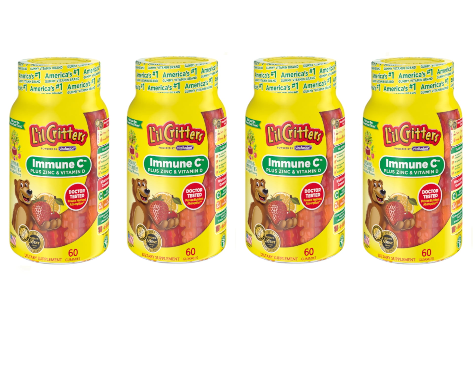 L'il Critters Gummies Immune C Plus Zinc & Vitamin D 60 Each (Pack of 4)