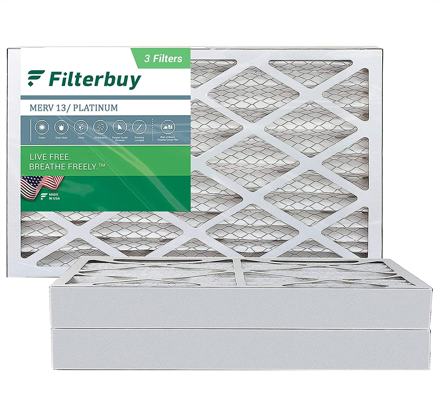 6-Pack, Platinum FilterBuy 15x25x4 Air Filter MERV 13 Pleated HVAC AC Furnace Filters 6-Pack, Platinum FilterBuy 15x25x4 Air Filter MERV 13 Pleated HVAC AC Furnace Filters