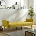 thumbnail image 3 of Yesfashion 75.6" Futon Sofa Bed,Convertible Sleeper Sofa with Tapered Wood Legs,Modern Snowflake Velvet Upholstered Couch,3 Seater Sleeper Sofa for Small Spaces, 3 of 10