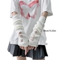 thumbnail image 5 of Aellinatey Knitted Mittens Roleplay Costume Arm Cover Fingerless Arm Gloves Armwear, 5 of 16