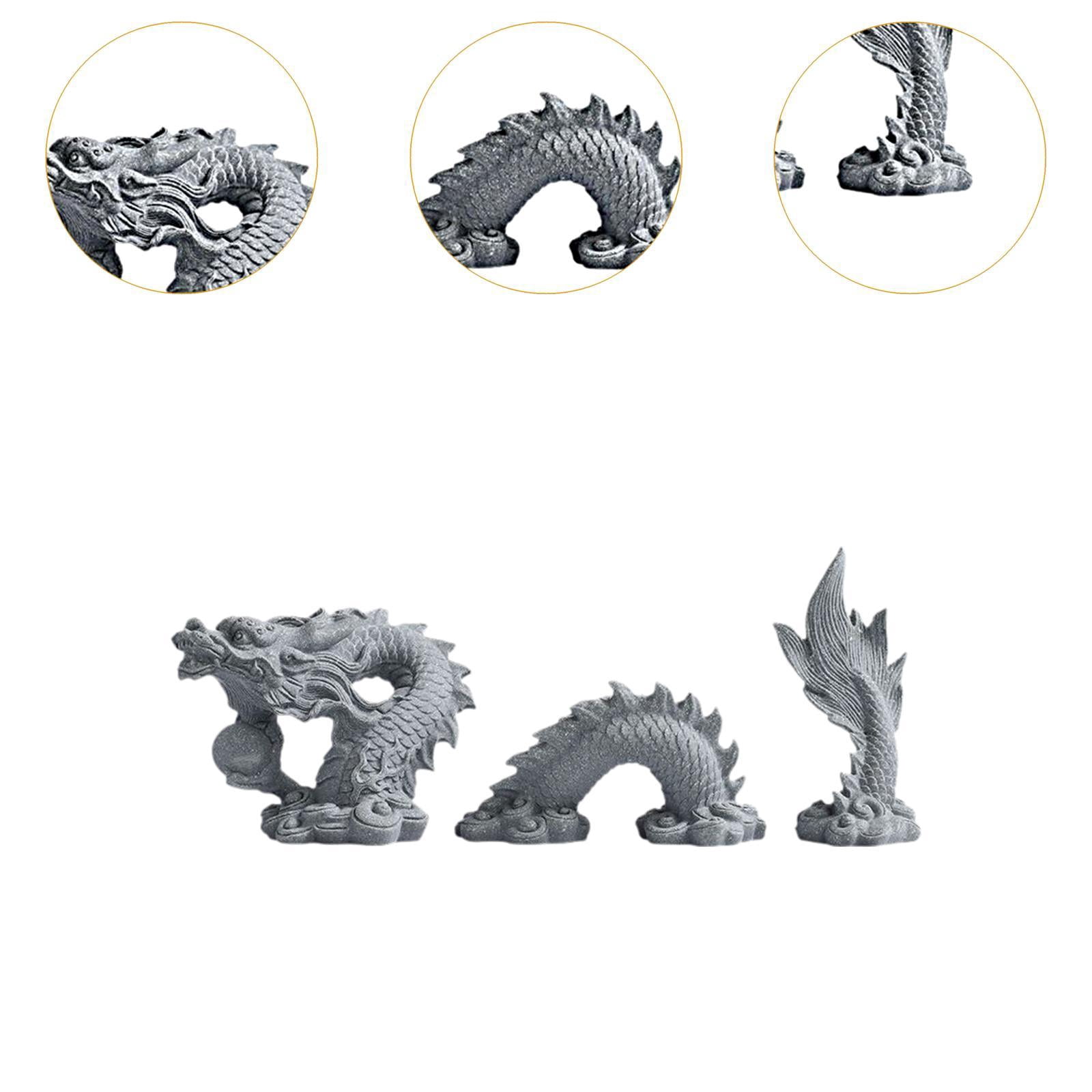 CarpNettore Dragon Statue Set Aquarium Landscape Fish Tank Decoration Traditional Gift Craft