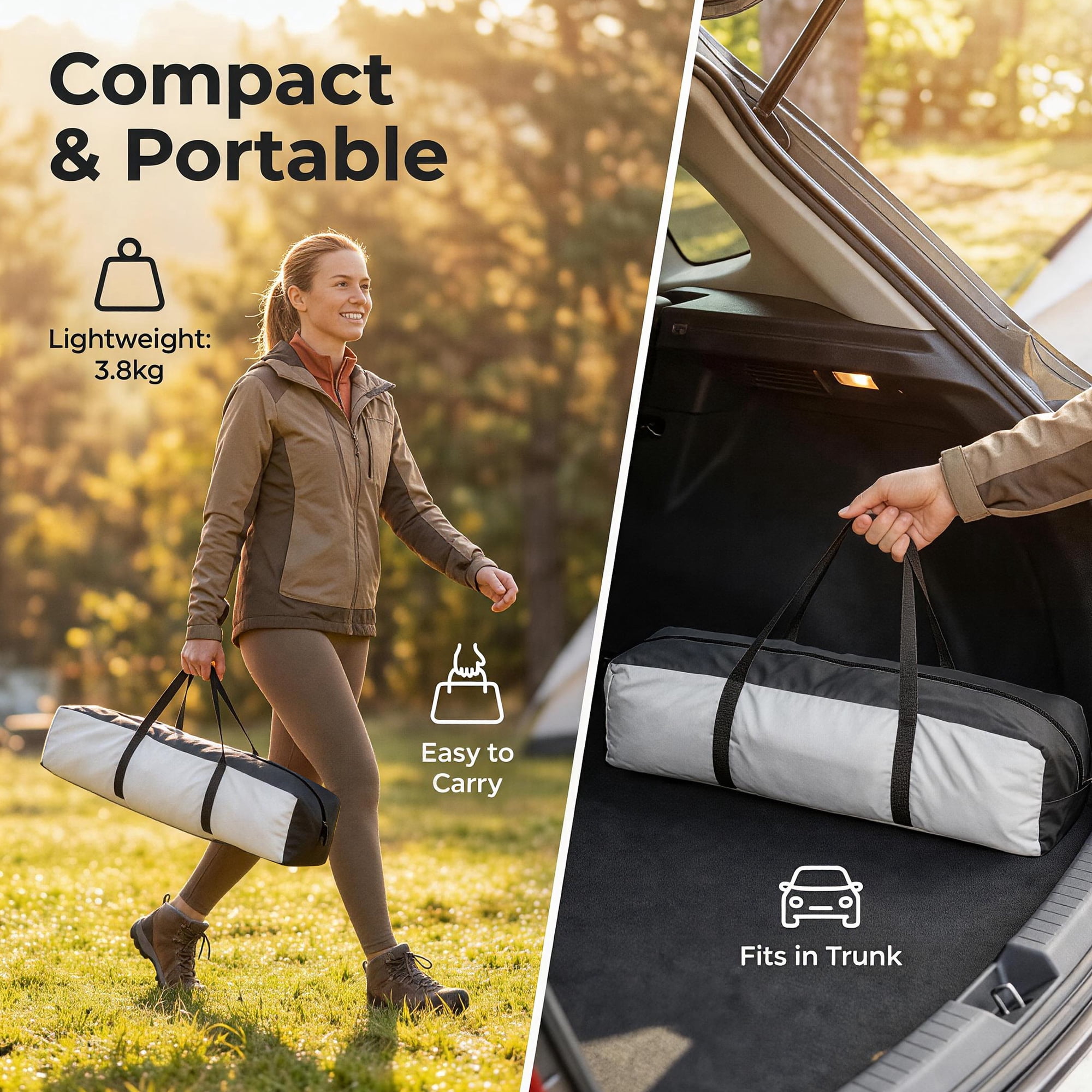 XL Instant Easy Pop Up Tents 3-Person Camping Tent Beige, Plug and Play Tent, Fully Automatic Waterproof Family Camping Tent, Detachable Canopy Tent, Suitable for Beach Camping and Hiking