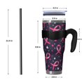 thumbnail image 4 of 40oz Tumbler,Pink Breast Cancer Insulated Tumblers with Removable Handle,Stainless Steel Double Vacuum Coffee Tumbler Cup with Straw for Home,Office,Travel,Party, 4 of 5