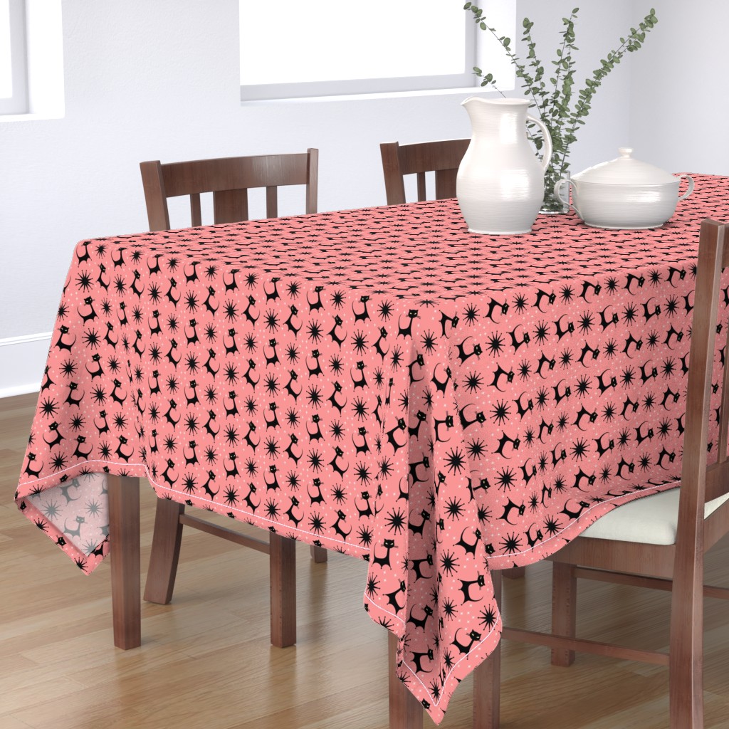 Cathay Kitsch White by speakeasyworks Atomic Starburst Round Tablecloth Midcentury Modern Cotton Sateen Circle Tablecloth by Spoonflower