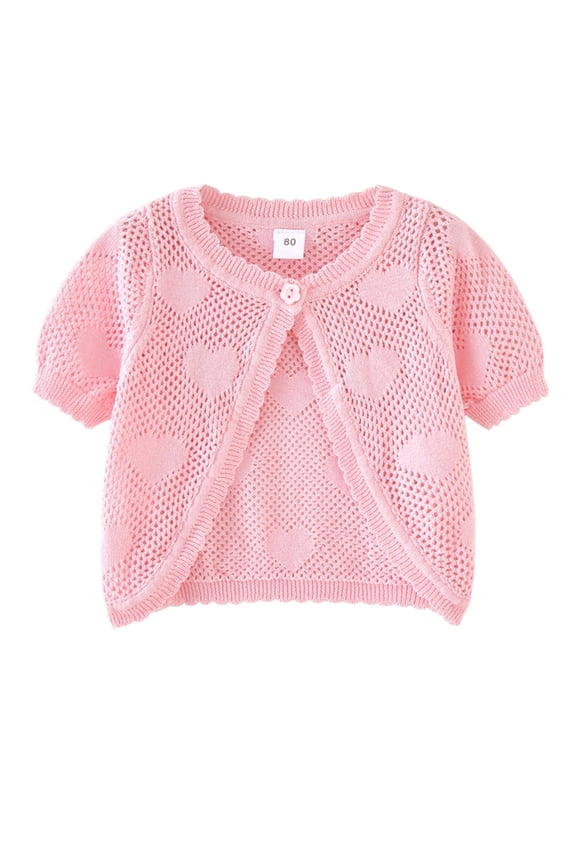 1-7Y Baby Kids Short Sleeve Cardigan Bolero Shrug Little Girls Crop Knit Sweater