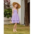 thumbnail image 4 of Arshiner Girls Summer Spaghetti Strap Dresses Flowy Tiered Ruched Smocked Back Casual Beach Midi Sundress, 4 of 6