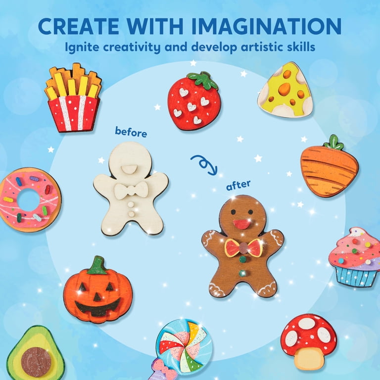 Joyfy 12-Piece Paint Your Own Wooden Food Magnets photo 5