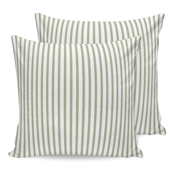 Pillow Covers 24x24 Set of 2, Sage Green Vertical Striped Throw Pillow Covers Decorative Couch Cushion Cover, Farmhouse Thin Line Stripes Microfiber Soft Pillowcases for Bedroom Living Room Sofa