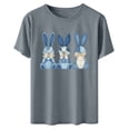 thumbnail image 6 of Lorytime Womens Tshirts Easter Crew Neck Shirt Short Sleeve Casual Trendy Tops Bunny Loose Basic Outfit Clothes Gray 3XL, 6 of 6