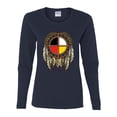 thumbnail image 2 of Wild Bobby, Medicine Wheel Dreamcatcher Native American Pop Culture Womens Graphic Long Sleeve T-Shirt, Navy, Small, 2 of 3