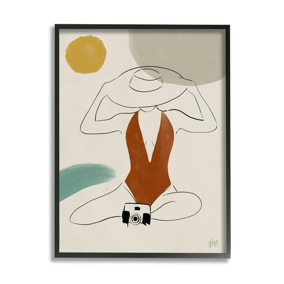 Stupell Indtries Woman in Orange Swimsuit Abstract Beach Landscape,11 x 14,Design by Birch&Ink