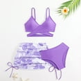thumbnail image 2 of Conairie 3 Piece Girls Bikini Sets Color Block Sleeveless Tankini Top And Bottom Bathing Suit Outfit Comfortable Swimsuit Summer Beach Swimwear Purple1, 2 of 8
