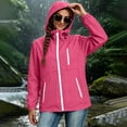 thumbnail image 2 of BONIXOOM Ladies Windbreaker, Color Block Hooded Zip Jacket with Zipper Pockets Drawstring Hem Hot Pink S-2XL, 2 of 9