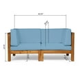 thumbnail image 3 of GDF Studio Keith Outdoor Acacia Wood Loveseat with Cushions, Teak and Blue, 3 of 5