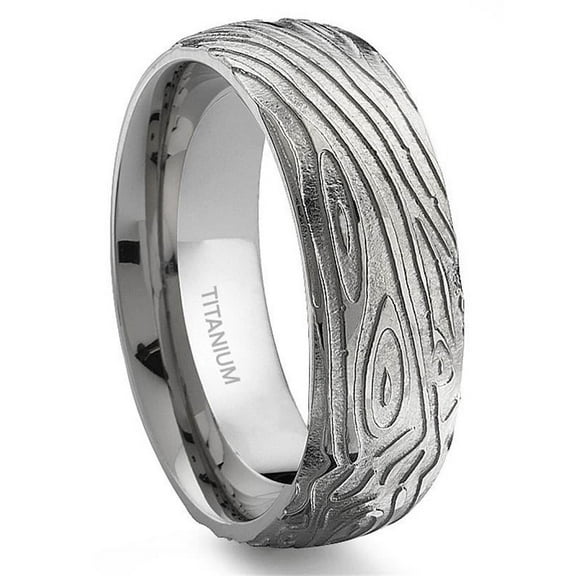 Titanium Kay 7 Degree Wood Grain Pattern Titanium Comfort Fit Wedding Band Ring Sz 10.0