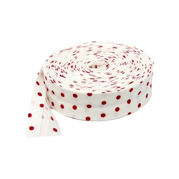 Yuarrent Cinta al bies de algodón versátil y moderna para todas las necesidades de costura Cinta para encuadernación al bies de un solo Tela de costura y artesanía puntos rojos grandes blancos