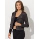 thumbnail image 2 of Chaquecorde mujer Soft Moto Zip Up Pockets Chaquetas de motociclisde gamusintétiGris Oscuro M, 2 of 6