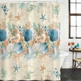 thumbnail image 2 of Beach Coastal Beige Shower Curtain, Waterproof Shower Curtains for Bathroom, Nautical Shell Starfish Coral Summer Washable Fabric Bathtub Curtain Set Bath Decor with 12 Hooks Stall 36"x72", 2 of 8