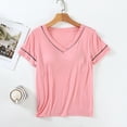 thumbnail image 2 of ZyeKqe Womens Pajamas Tops with Built in Bra Short Sleeve Shirts Casual V Neck Top Loose Fitted Undershirts Comfy Sleepwear, 2 of 7