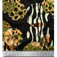 thumbnail image 1 of Soimoi Black Poly Georgette Fabric Leopard & Wild Animal Skin Decor Fabric Printed BTY 52 Inch Wide, 1 of 3