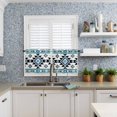 thumbnail image 6 of Half Window Curtains 24 Inches Long, Blue Aztecs Window Treatment Curtain Drapes, Southwestern Stripe Native American Boho Short Curtains Tiers for Kitchen Over Sink, 27.5"x24", 2 Panels, 6 of 7