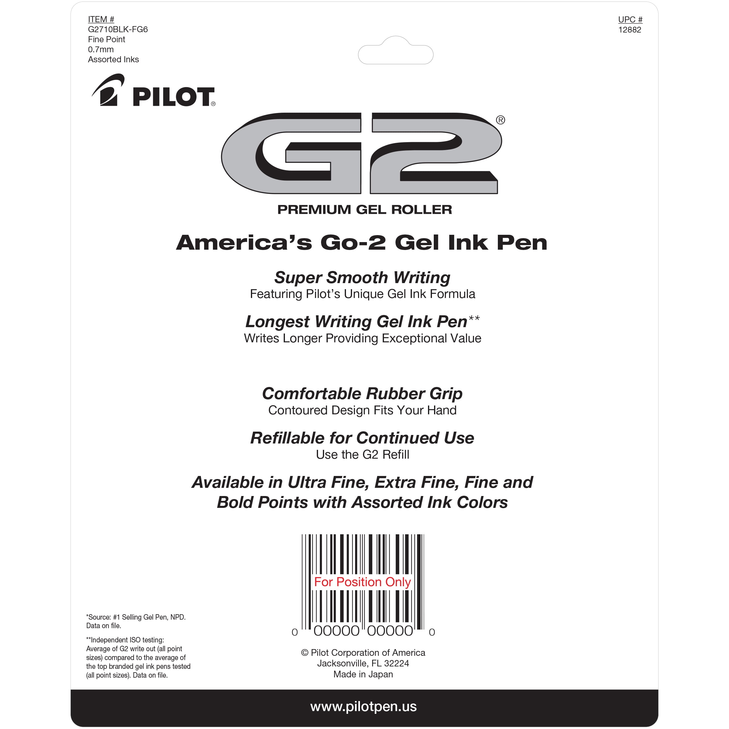 G2 Fine Point Pens, 10pk, with Bonus Acroball Pen, Black 