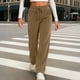 thumbnail image 5 of RKSTN Women's Corduroy Pants Plus Size Slim Fits Elastic Waisted Drawstring Lounge Pants Womens Casual Solid Oversized Loose Fits Comfortable Trousers Straight Leg Work Pant Fall Spring Clothes, 5 of 8