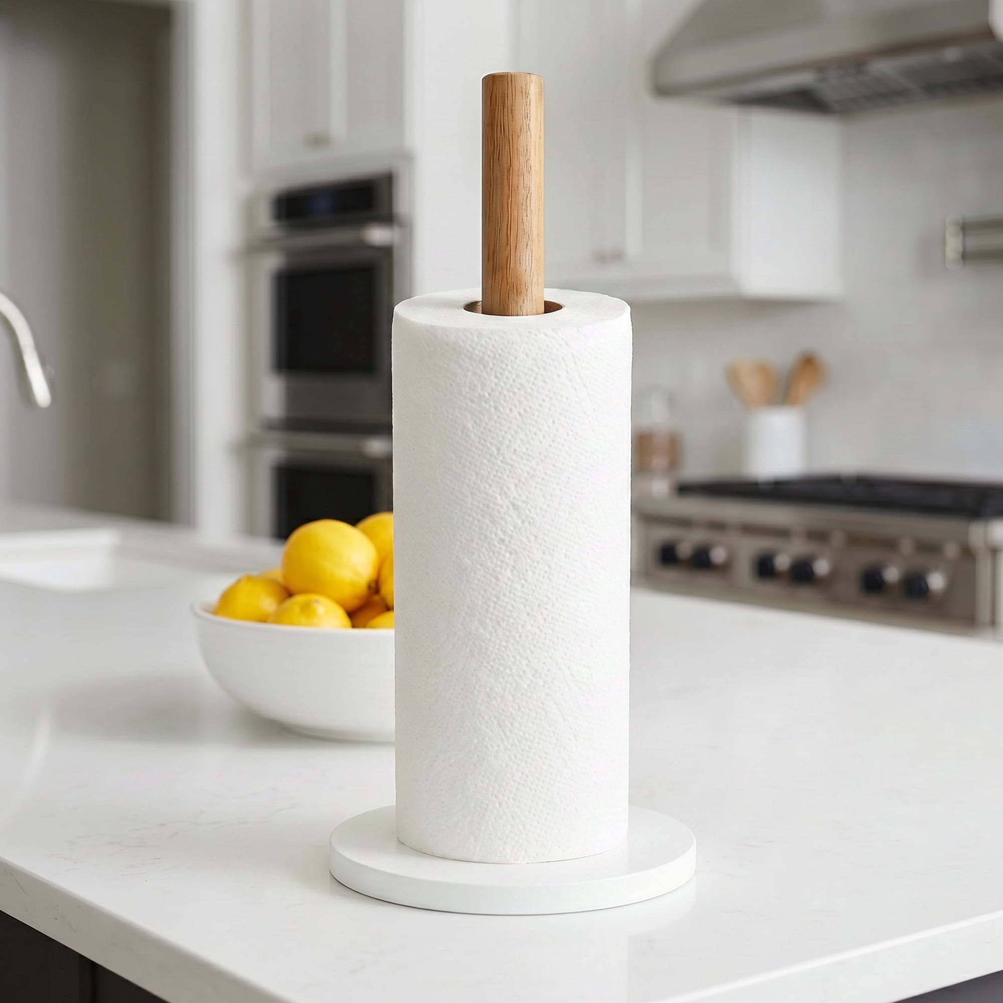 Unique Bargains Paper Towel Holder Countertop Weighted Base Marble Color A 12.6x5.9inch