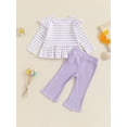 thumbnail image 5 of FEORJGP Little Girls 2Pcs Casual Pants Set 6M 12M 18M 2T 3T 4T Toddler Baby Long Sleeve Pullovers Stripes/Dots/Plaid T-Shirt Crew Neck Tops with SolidCute Comfy Daily Outfits for Spring Fall, 5 of 8