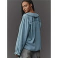 thumbnail image 6 of Women's Ruffled Long Sleeve Denim Shirts Button Down Denim Blouse Jackets Blue XL, 6 of 9