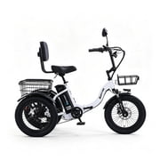 Narrak Electric Tricycle for Adults, Folding Step-Thru 3 Wheel Electric Trike, 18" x 3.0 Fat Tire, 1100W Peak Motor, 48V 13Ah UL Certified Battery, Dual Large Baskets