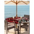 thumbnail image 2 of Outdoor Tablecloth with Umbrella Hole and Zipper, Red Plaid Gnomes Christmas Square Table Cloth 60x60 Inch Waterproof Tablecloth, Xmas Balls Tree Snowflake Picnic Table Cover for Patio Camping, 2 of 7
