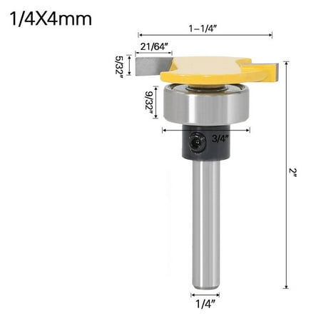 

Ruibeauty T Type Router Bit With Bottom Bearing Woodworking Milling Cutter Face Mill