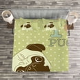 thumbnail image 3 of Ambesonne Pug Quilted Bedspread Set 3 Pcs, Tilted Head Dog Funny, King Size, Avocado Green Pale Blue, 3 of 3