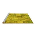 thumbnail image 2 of Ahgly Company Machine Washable Indoor Round Patchwork Yellow Transitional Area Rugs, 3' Round, 2 of 4