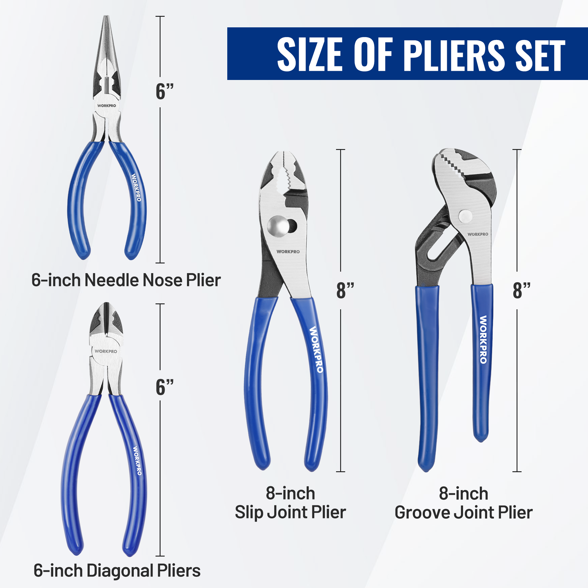 WORKPRO 4-Piece Pliers Tool Kit with Soft Handles photo 6