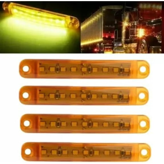 APSMOTIV 8-Pack Running Board Lights For Trucks Truck Trailer Red Light Front Rear Led Side Marker Lights Clearance Indicator Lamp 24V Waterproof Flat Fit Base For Rv Cab Boat Bus Lorry
