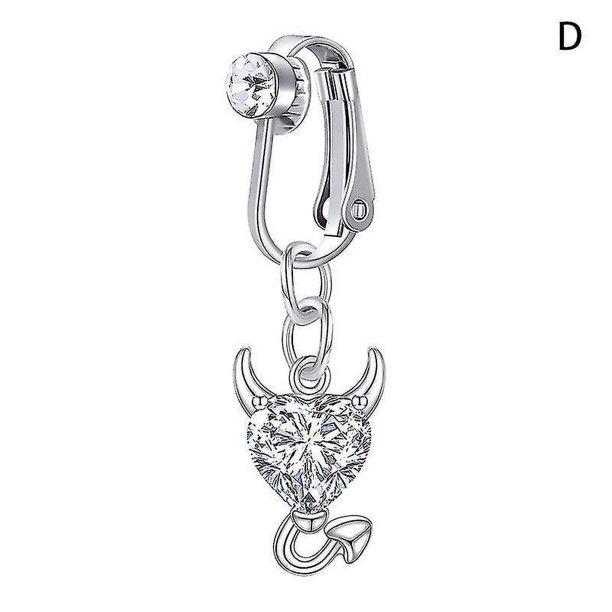 1pc anillo de ombligo falso Clip falso en el ombligo Piercing anillo de ombligo no perforante