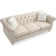 thumbnail image 4 of Maklaine Contemporary Jeweled Tufted Micro Suede Velvet Sofa in Beige, 4 of 5