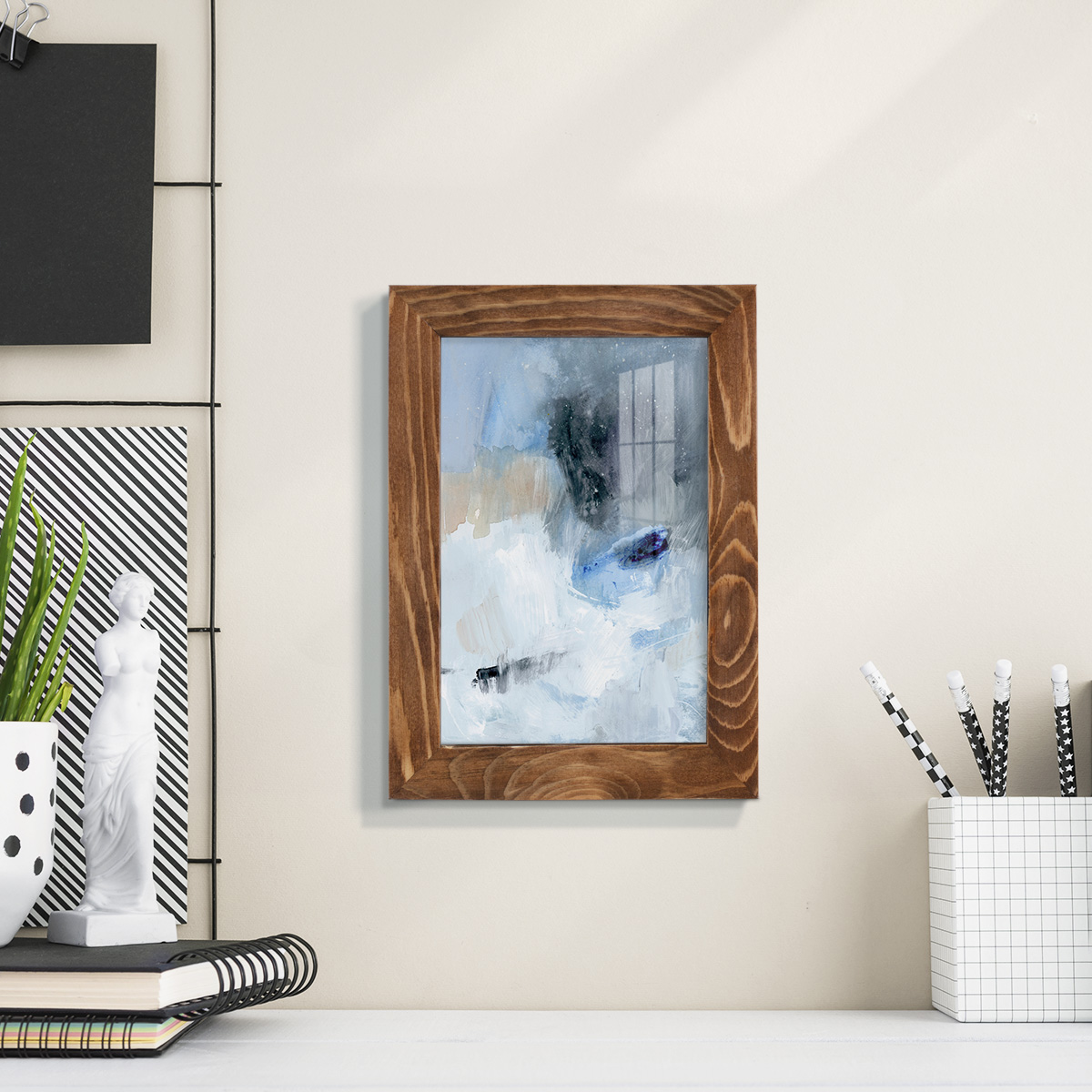 Welle II - Framed Print w/glass - Walnut