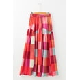 thumbnail image 6 of Women's Multicolour Plaid Print Ruched High Waist Casual Maxi Skirt | (US 12-14)L, 6 of 12